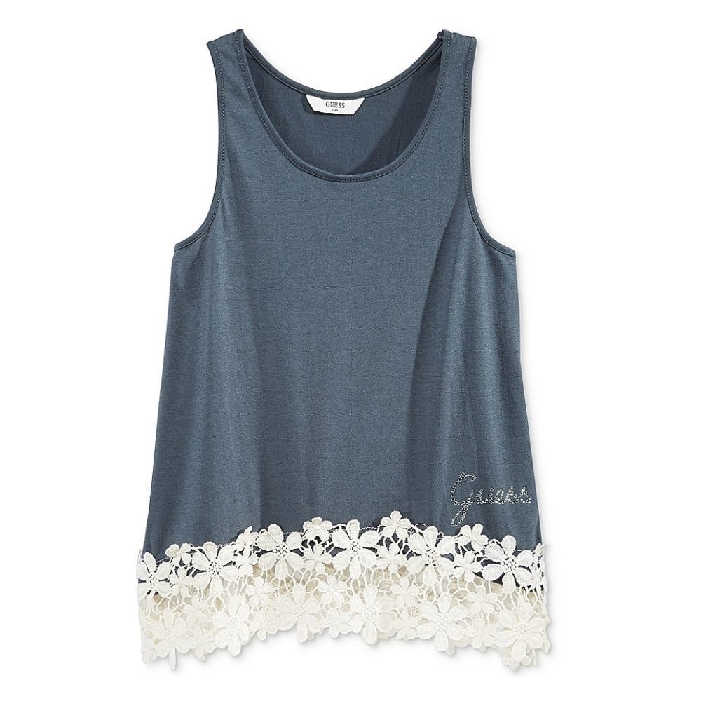 New! GUESS Girls' Floral Crochet Lace-Trim Sleeveless Top Tank Top Size Sm (7/8)